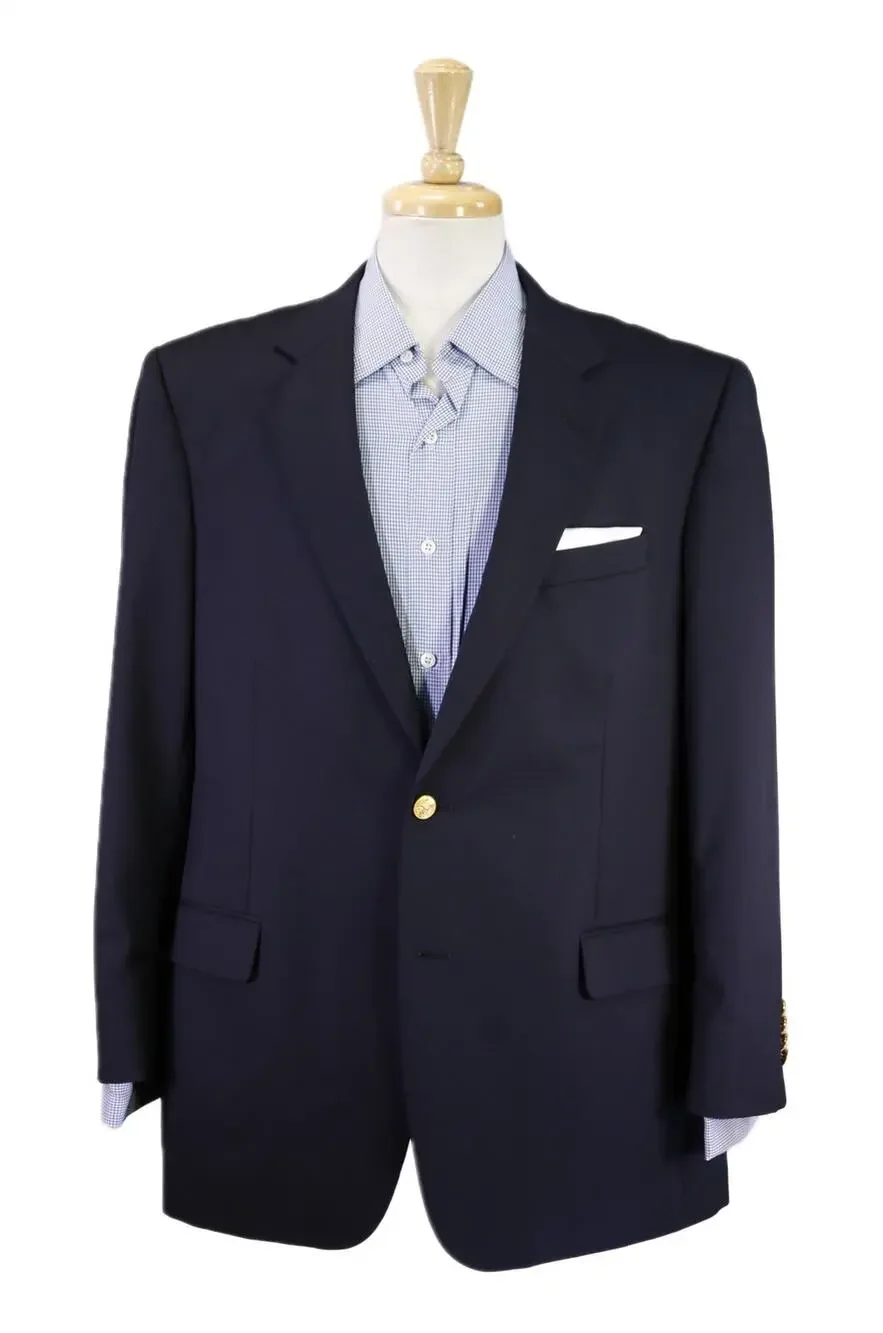 Brooks Brothers Navy Blue Gold Metal Buttons 2-Btn Wool Blazer Jacket 43R 42R